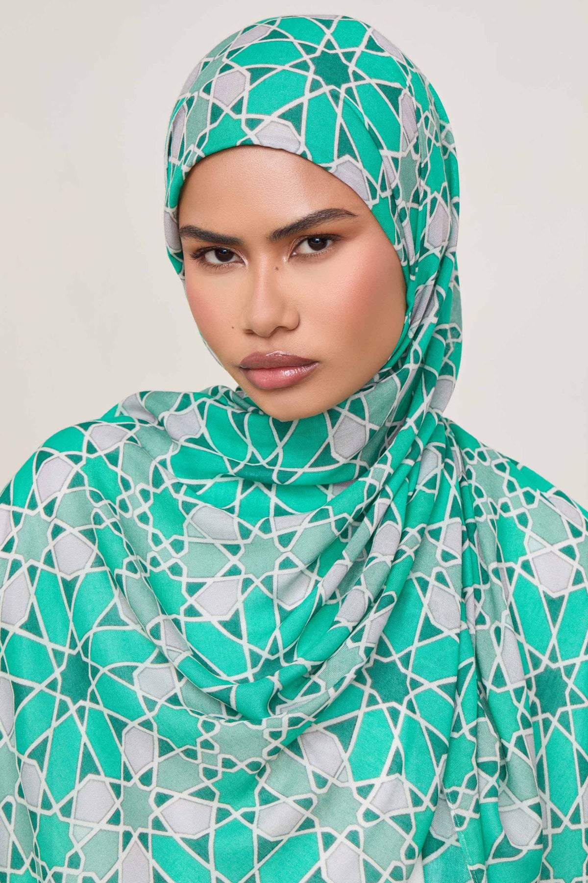 Printed Modal Hijab - Emerald Mosaic