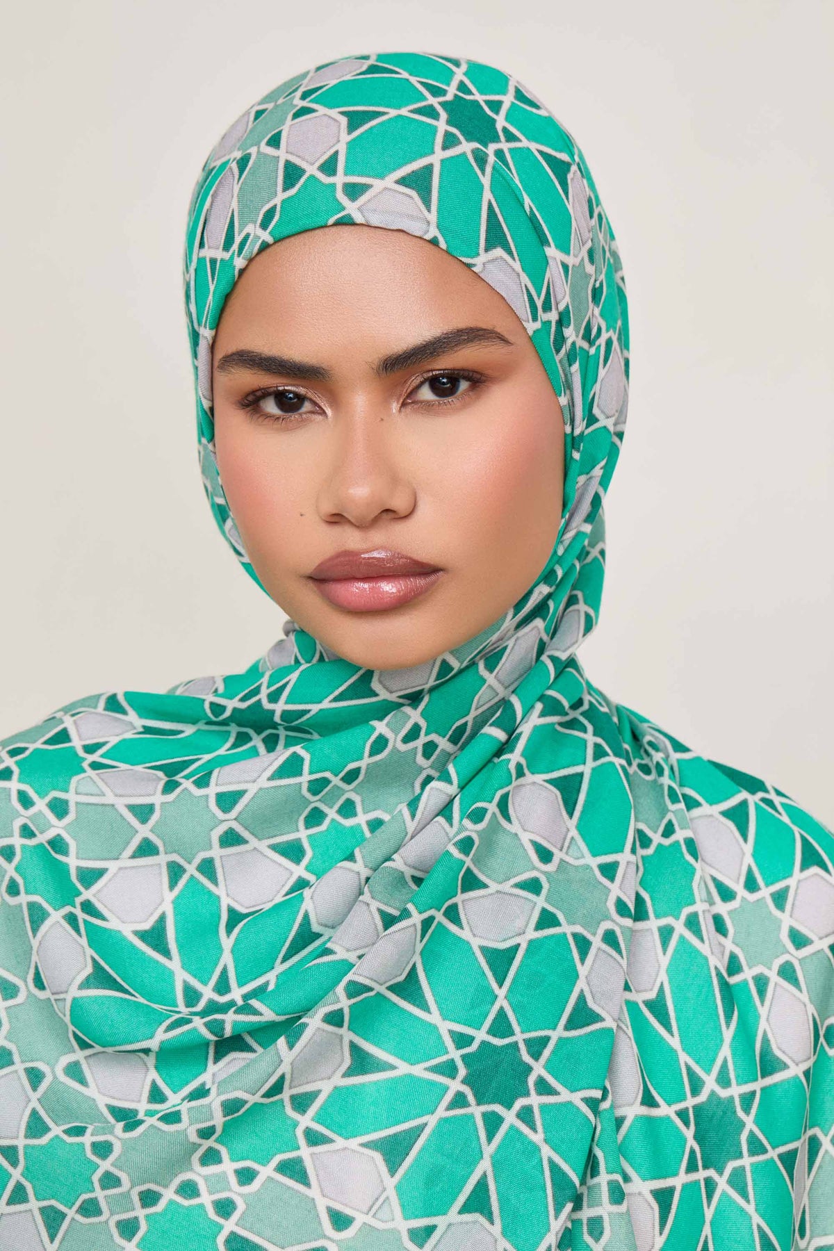 Printed Modal Hijab - Emerald Mosaic