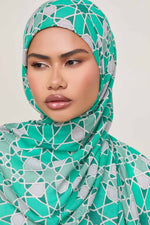 Printed Modal Hijab - Emerald Mosaic