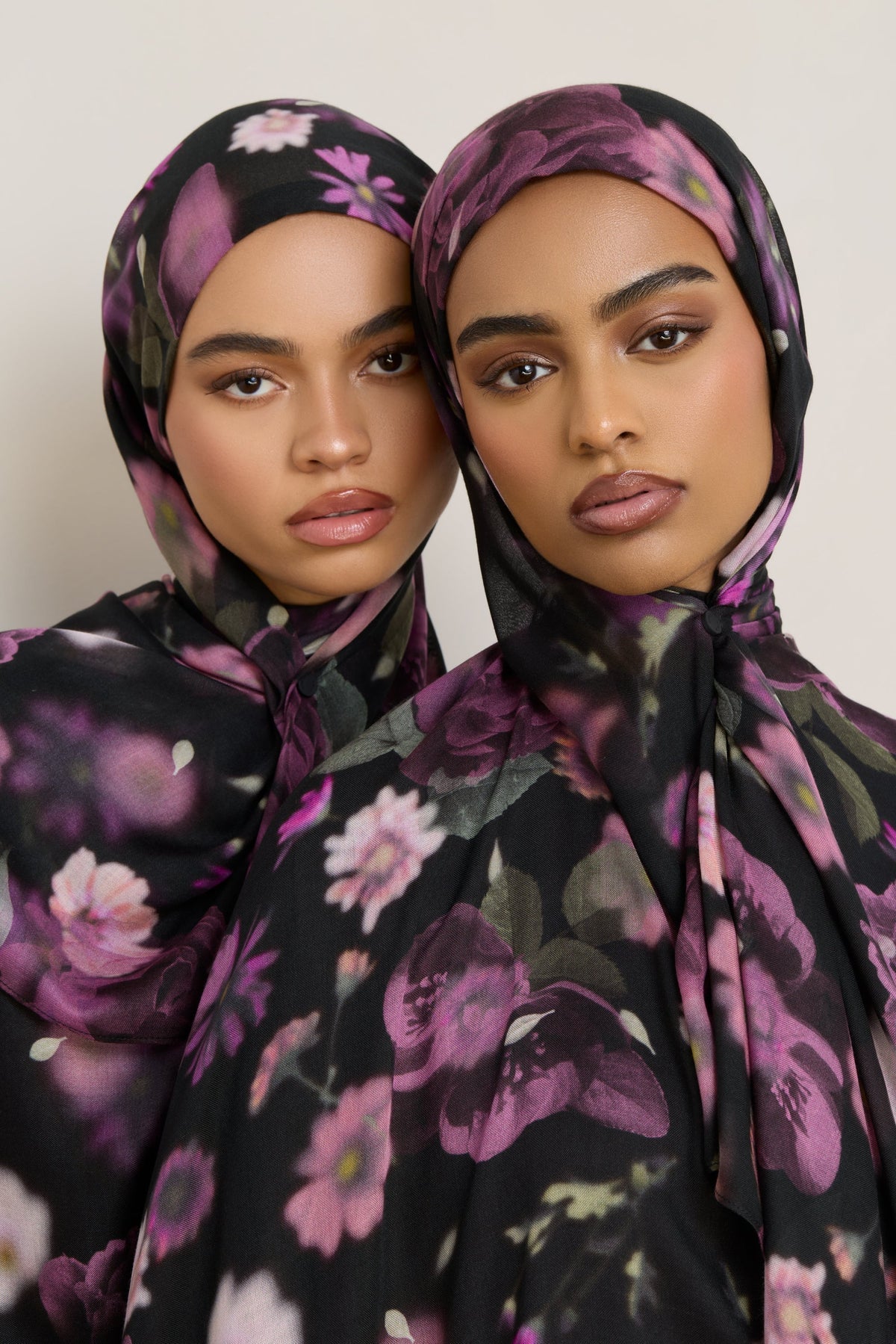 Printed Modal Hijab - Midnight Bouquet