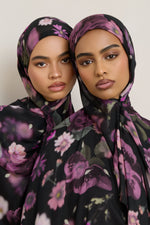 Printed Modal Hijab - Midnight Bouquet