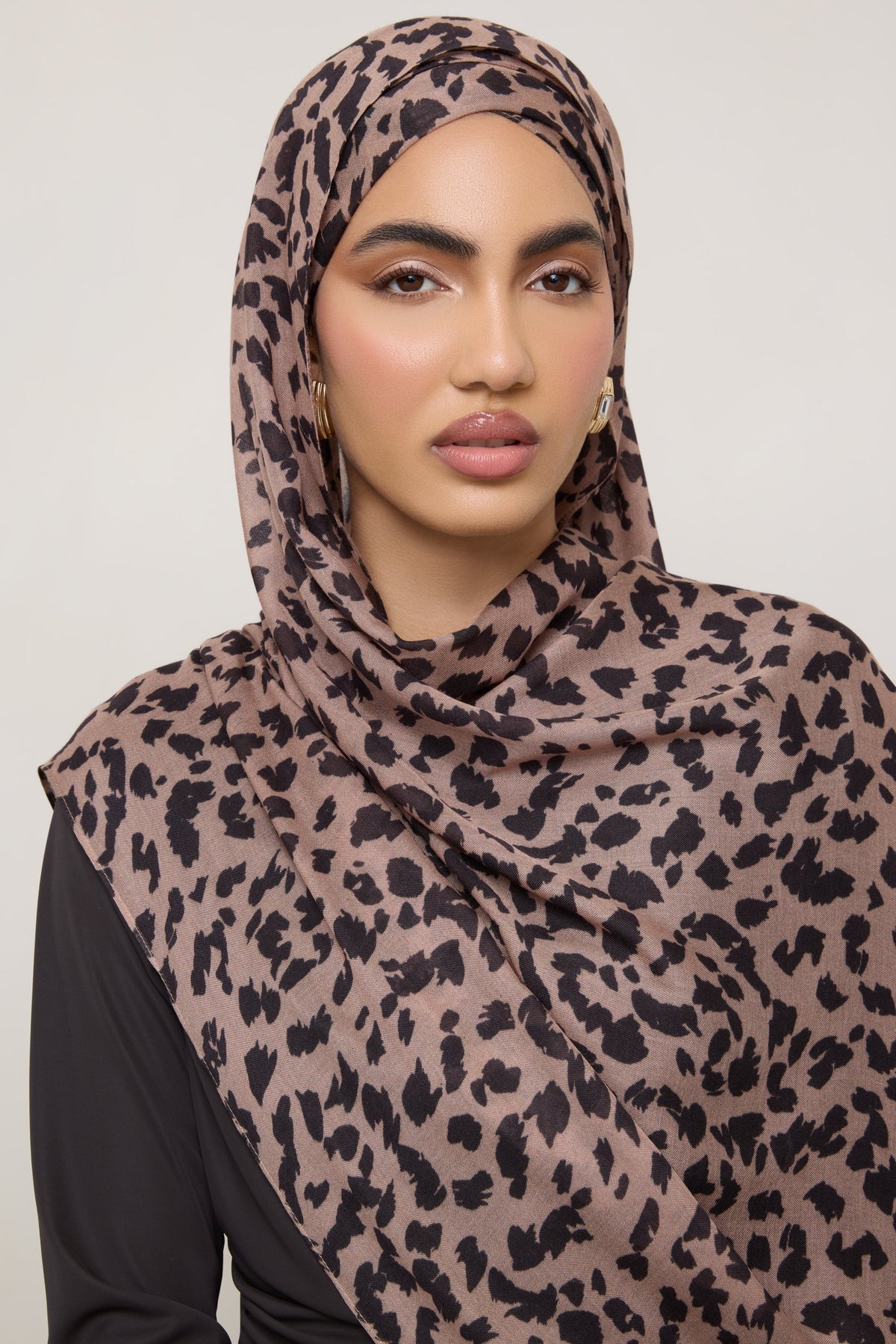 Printed Modal Hijab - Mocha Leopard