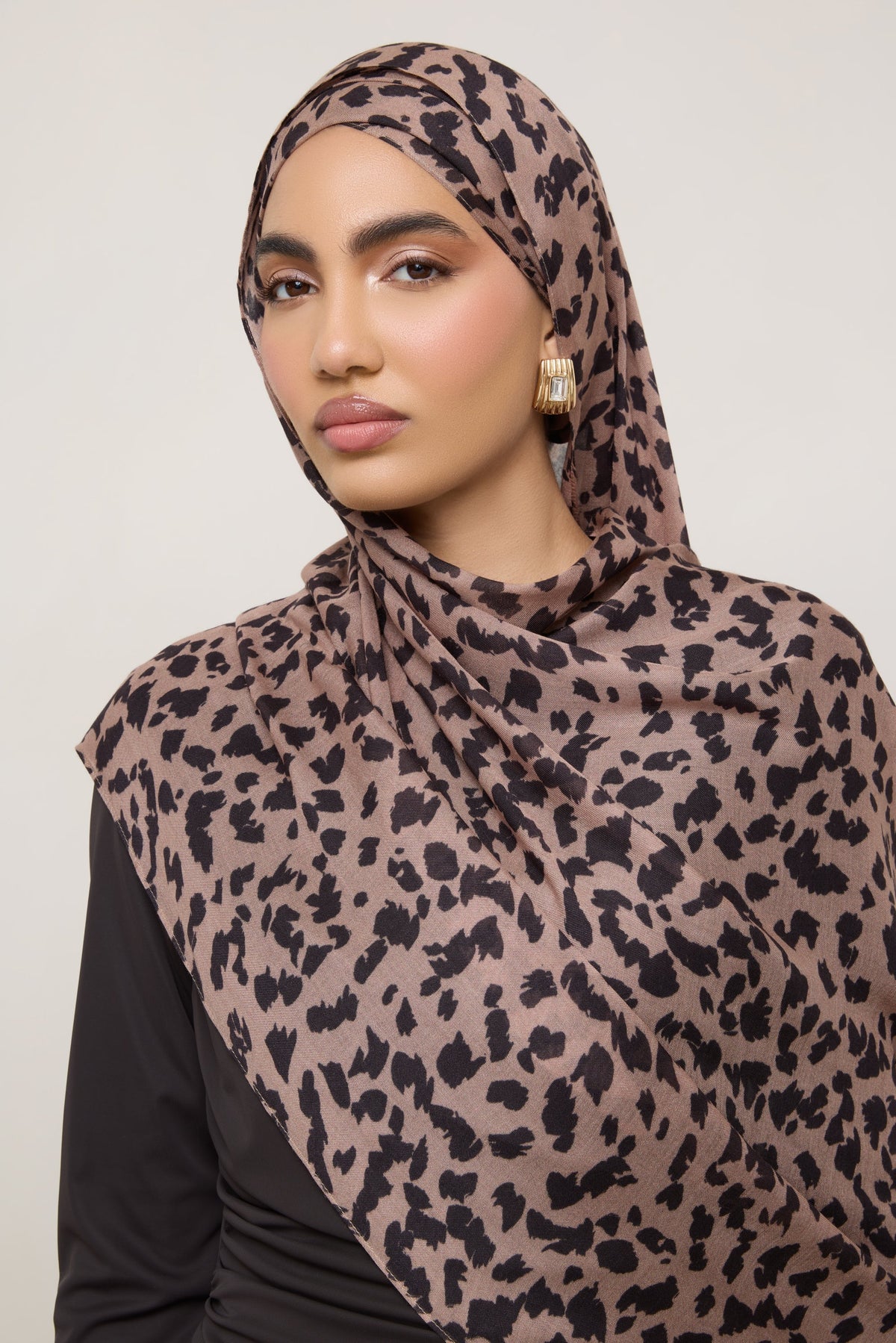 Printed Modal Hijab - Mocha Leopard