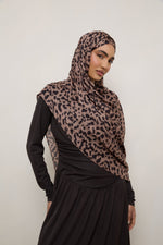 Printed Modal Hijab - Mocha Leopard