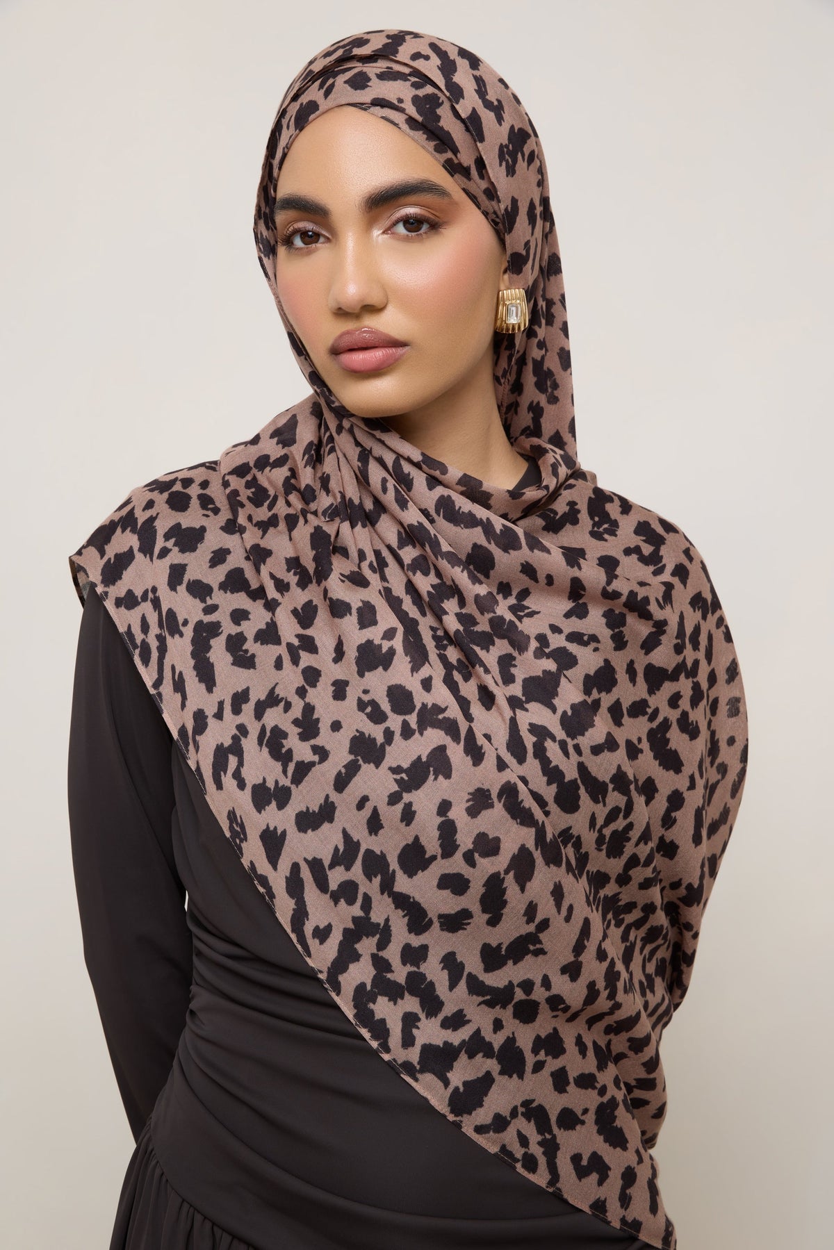 Printed Modal Hijab - Mocha Leopard