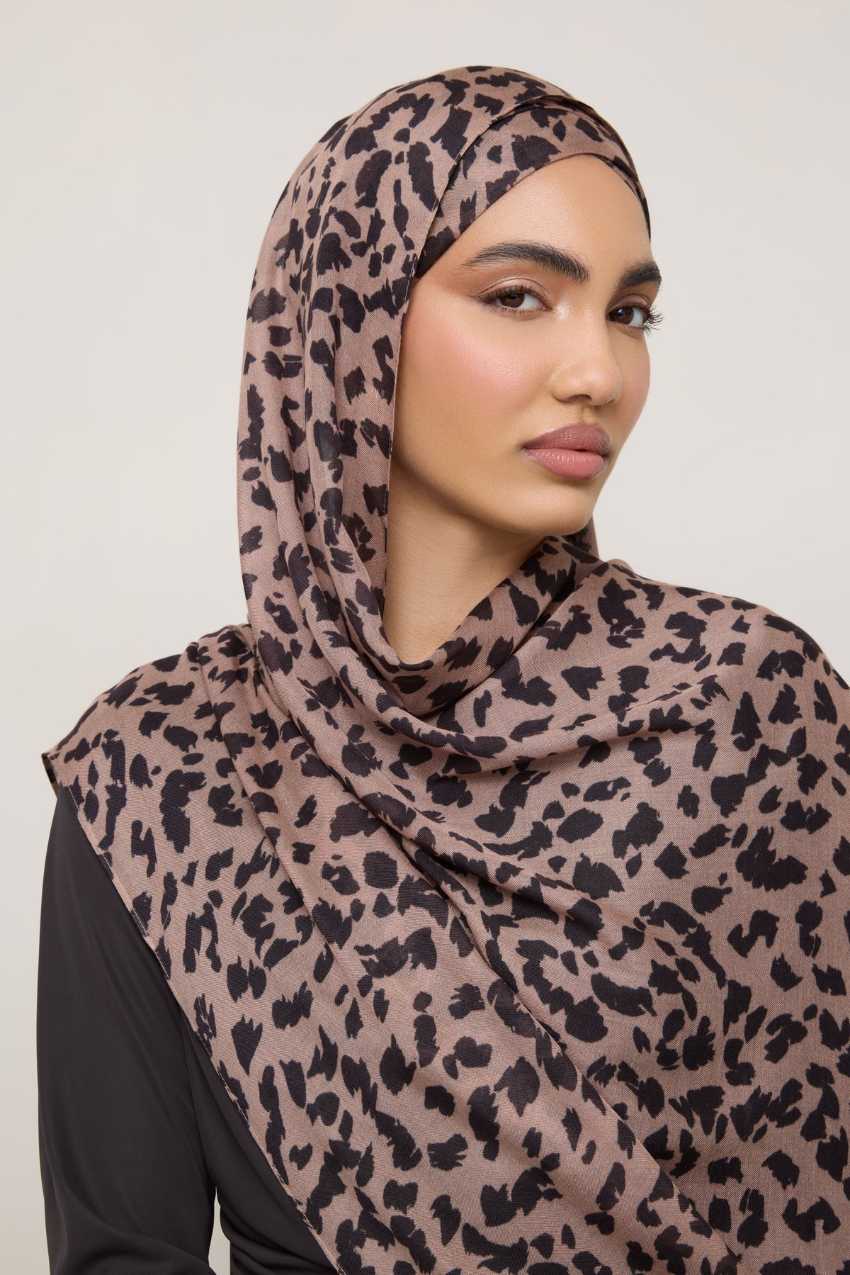 Printed Modal Hijab - Mocha Leopard