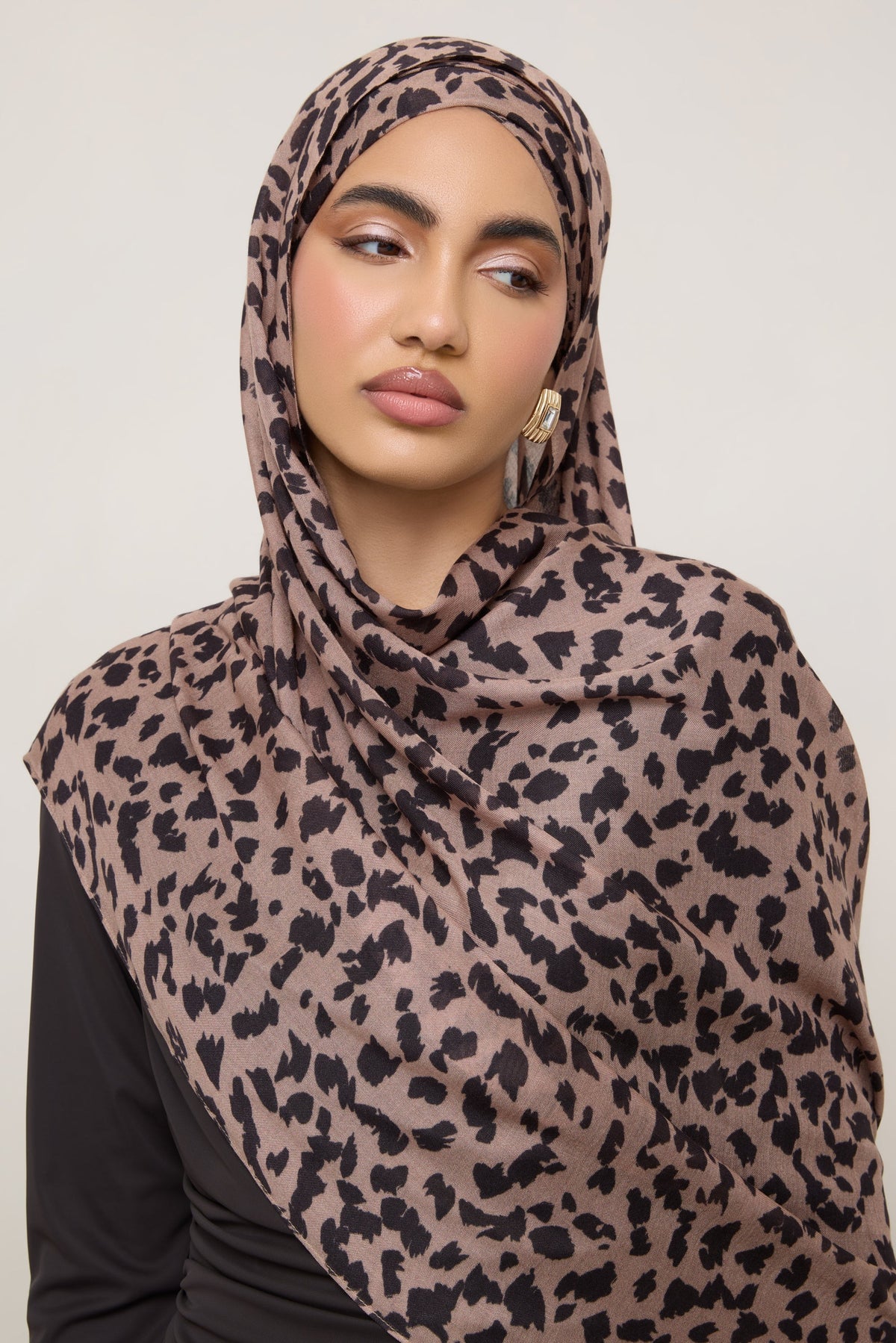 Printed Modal Hijab - Mocha Leopard