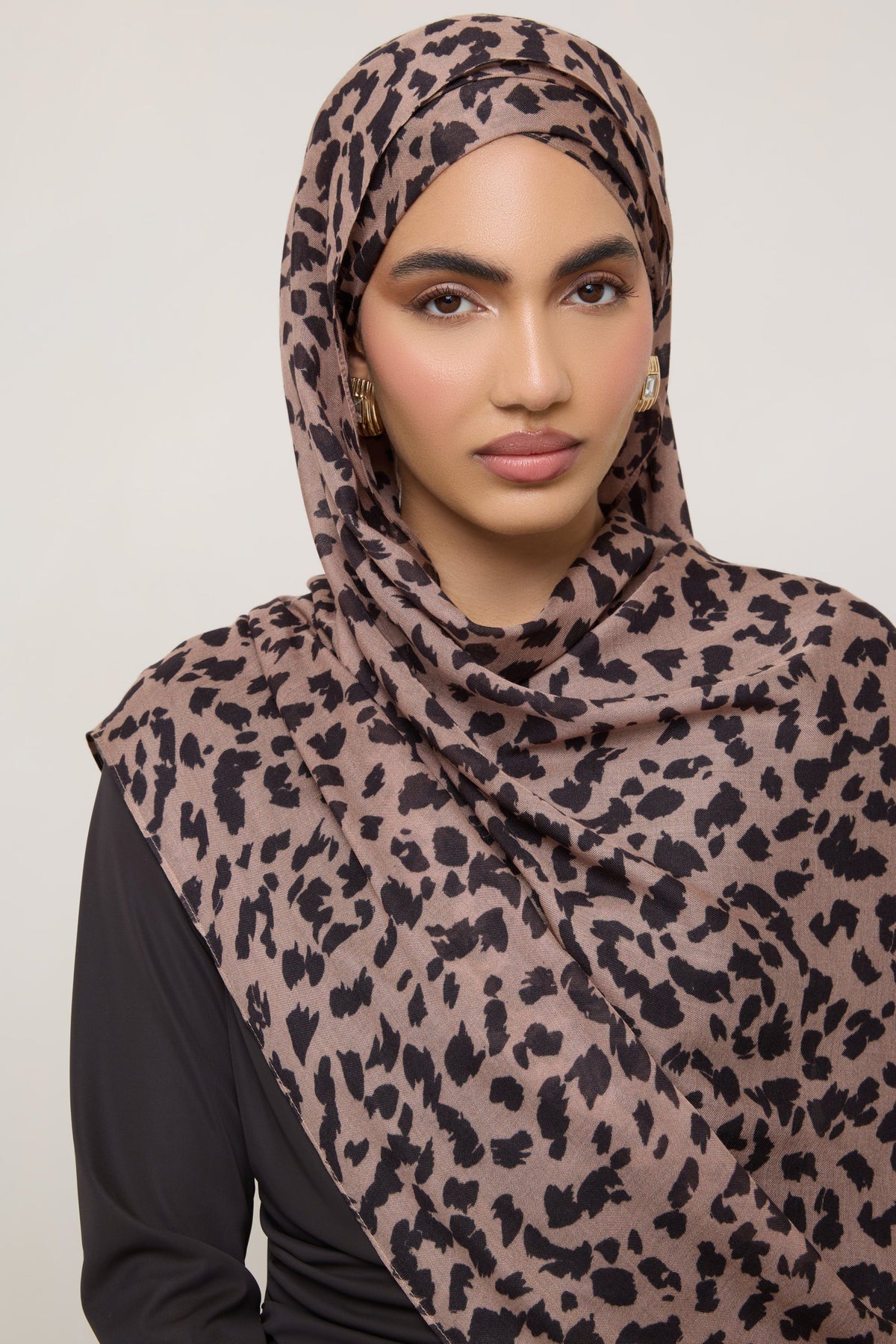 Printed Modal Hijab - Mocha Leopard