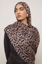 Printed Modal Hijab - Mocha Leopard