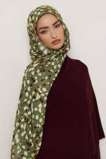 Printed Modal Hijab - Olive Sauvage