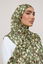 Printed Modal Hijab - Olive Sauvage