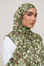 Printed Modal Hijab - Olive Sauvage