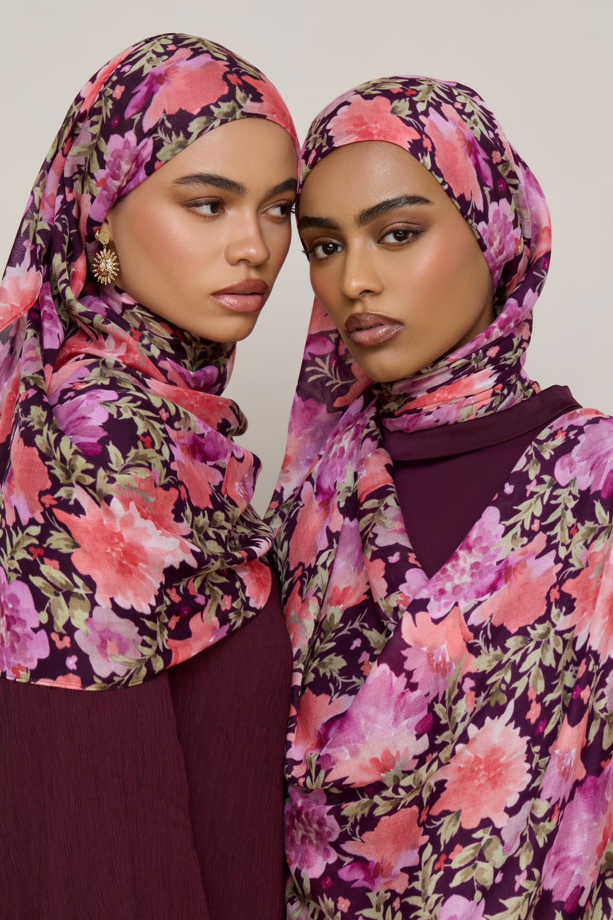 Printed Modal Hijab - Plum Garden