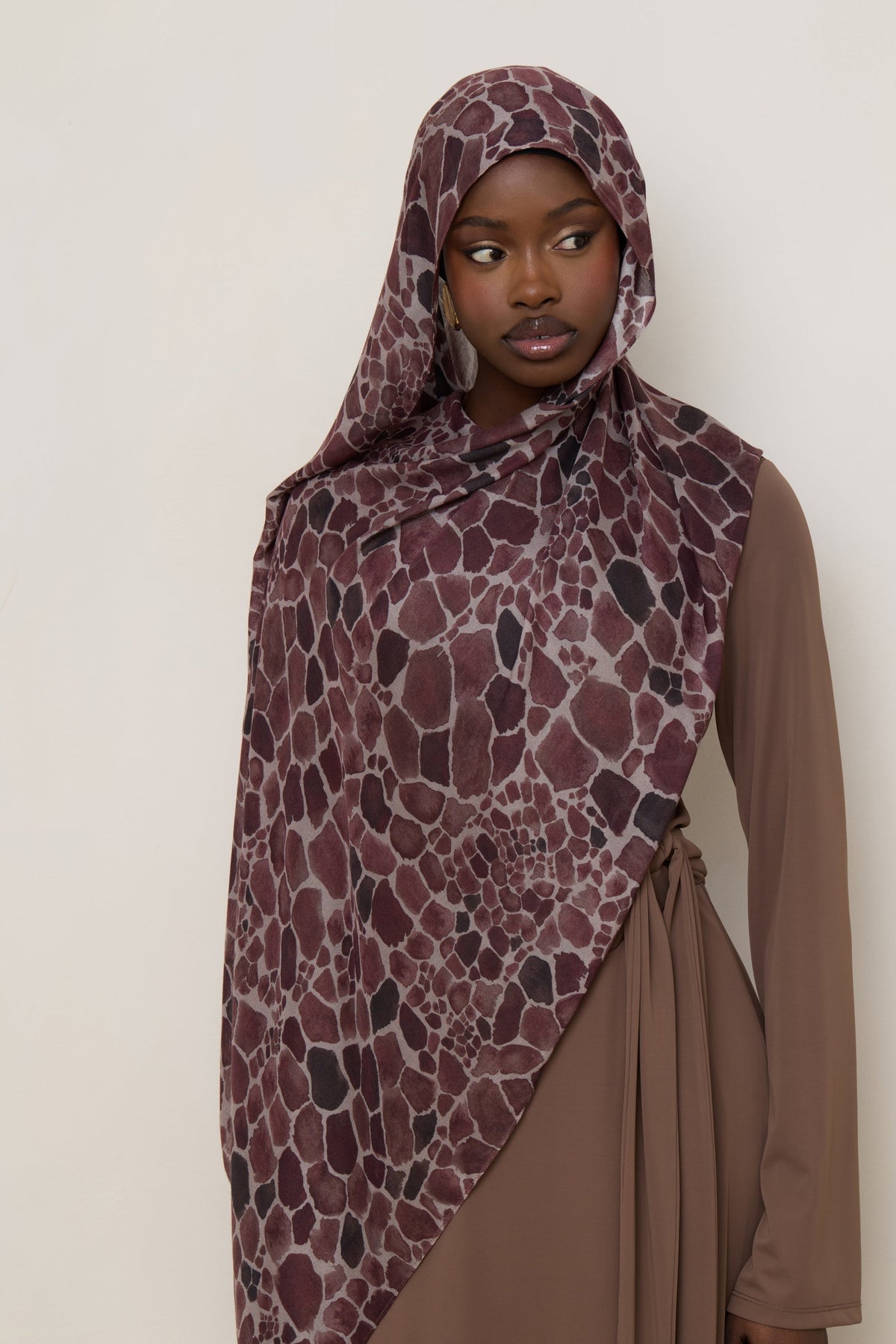 Printed Modal Hijab - Safari