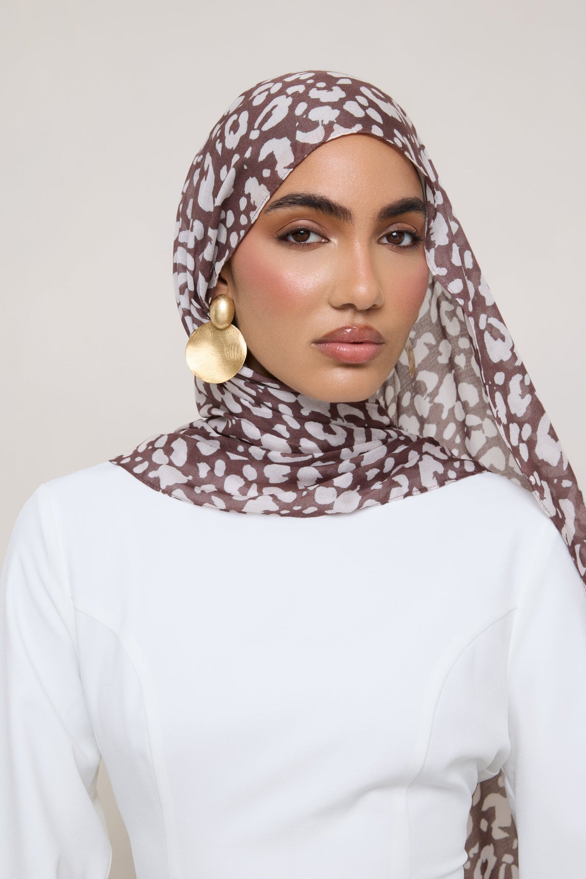 Printed Modal Hijab - Stone Leopard