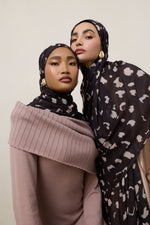 Printed Modal Hijab - Velvet Cocoa