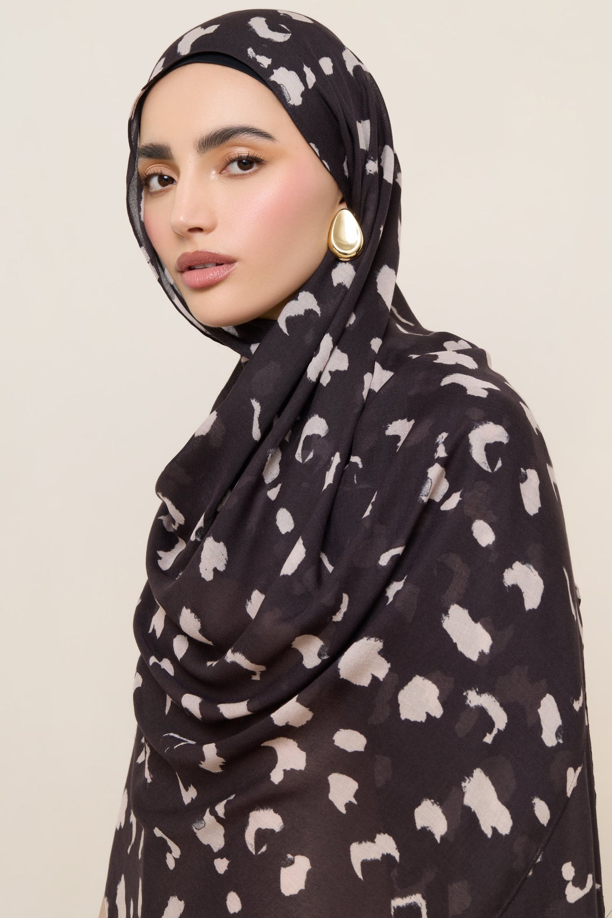 Printed Modal Hijab - Velvet Cocoa
