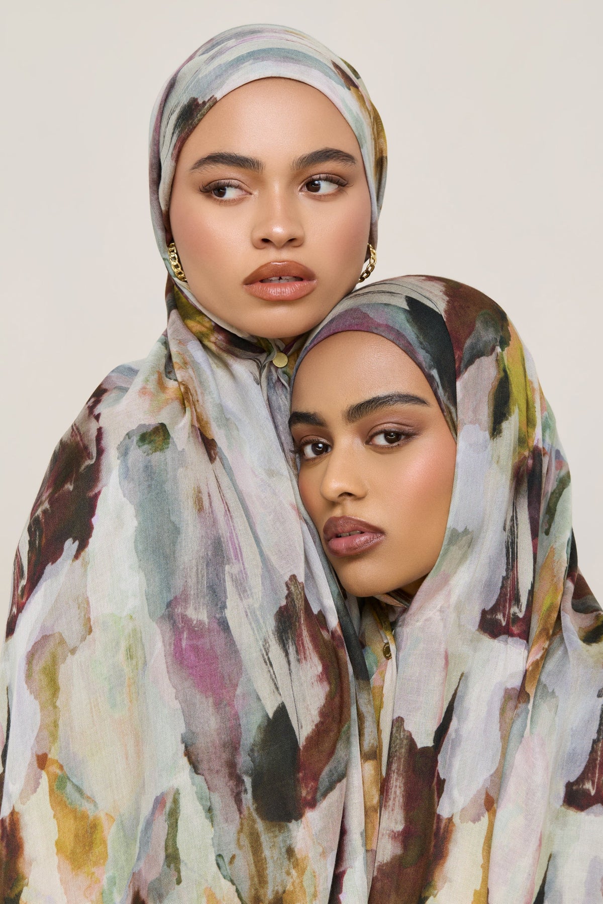 Printed Modal Hijab - Watercolor Oasis