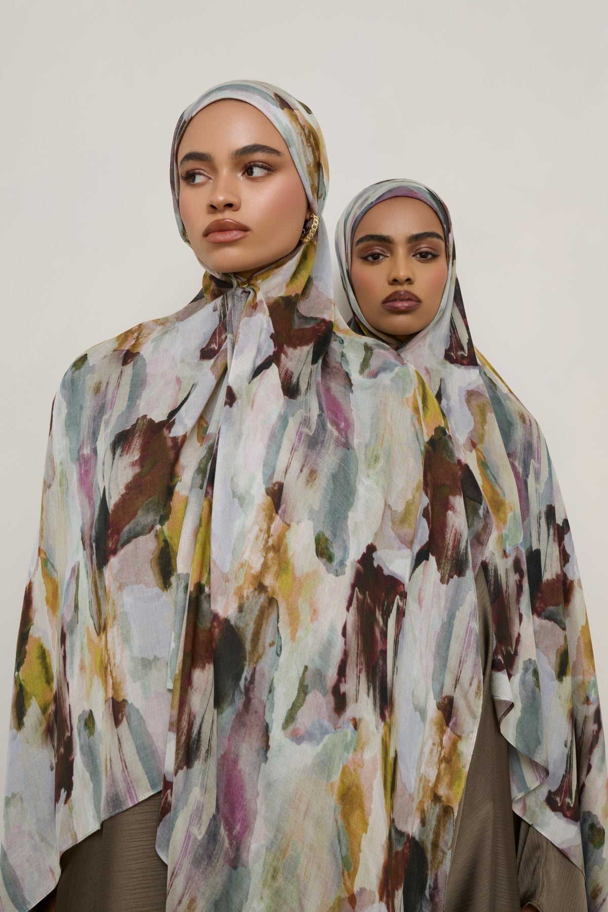 Printed Modal Hijab - Watercolor Oasis