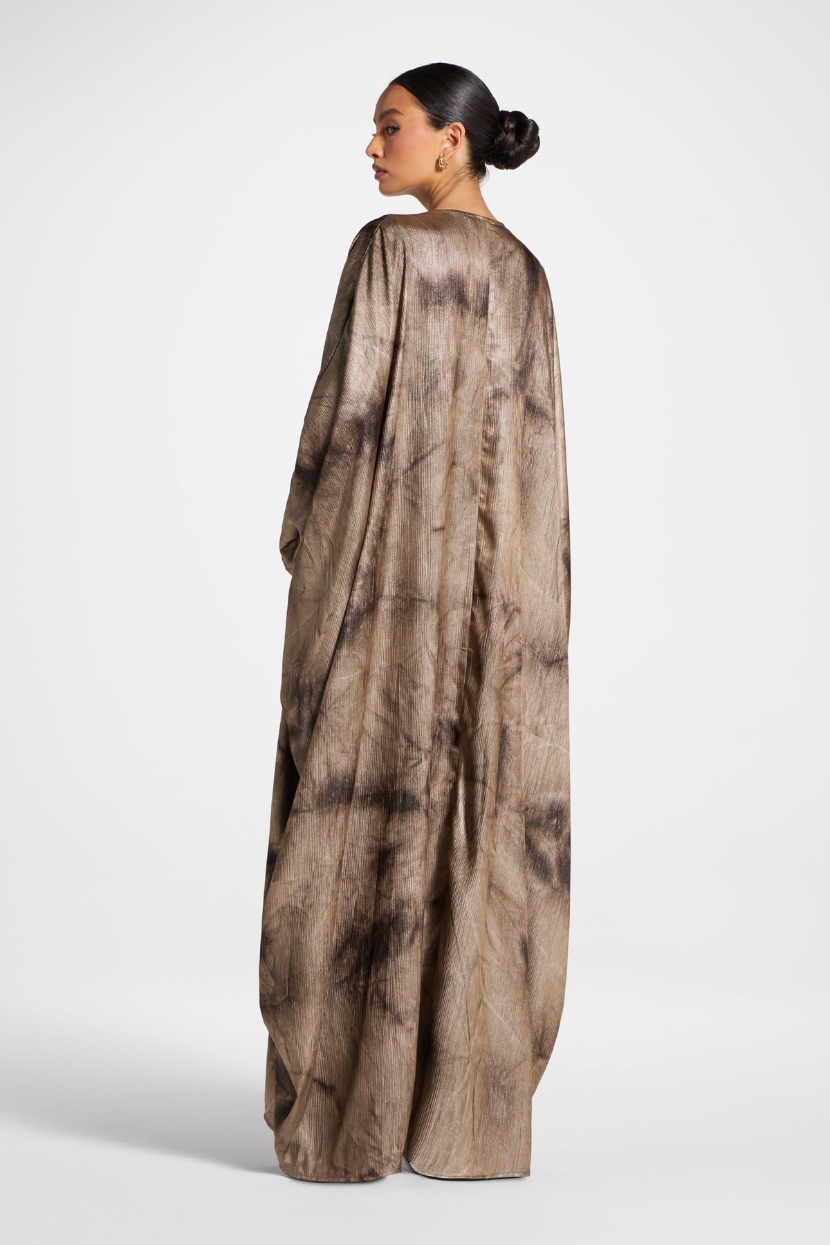 Printed Open Abaya - Coffee