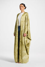 Printed Open Abaya - Sage