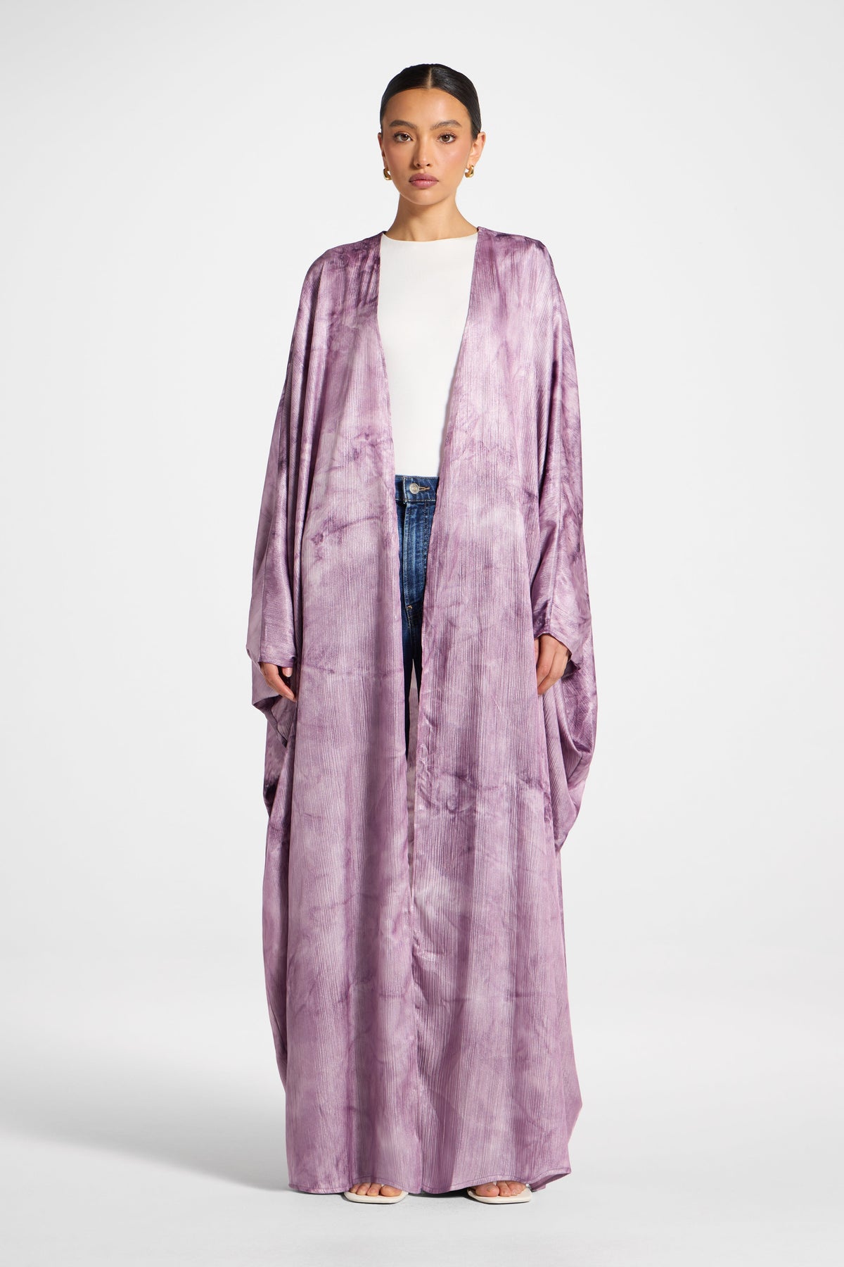 Printed Open Abaya - Taro