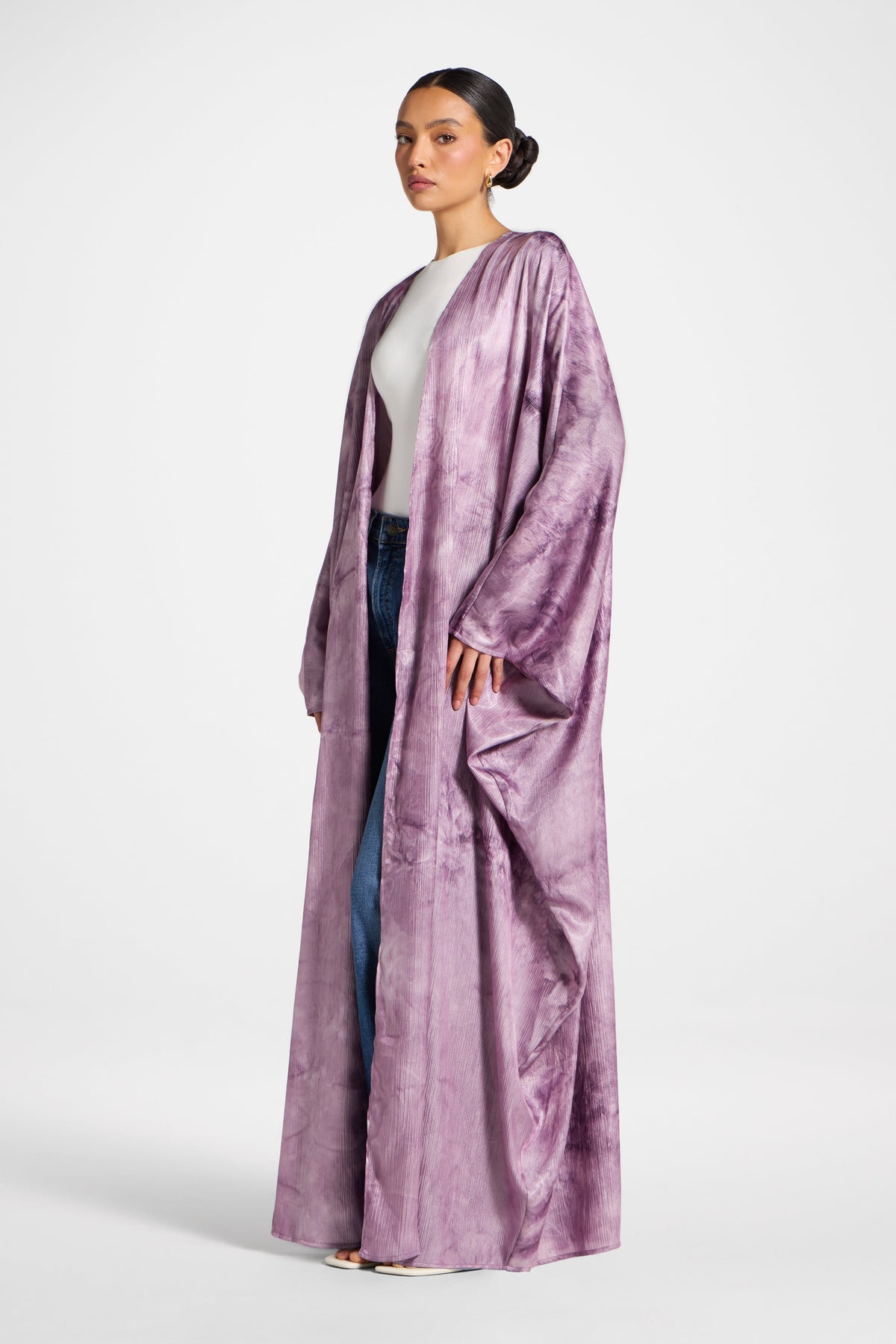 Printed Open Abaya - Taro