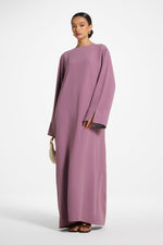 Printed Sleeve Closed Abaya - Plum