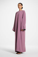 Printed Sleeve Closed Abaya - Plum