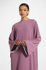 Printed Sleeve Closed Abaya - Plum