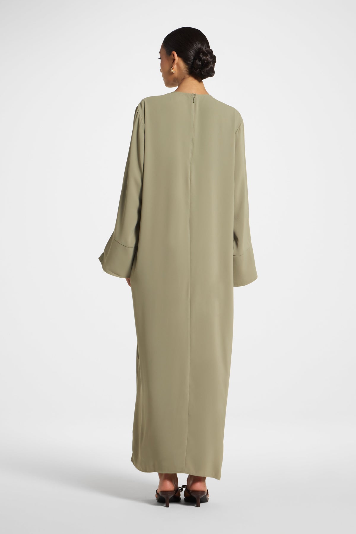 Printed Sleeve Closed Abaya - Sage
