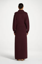 Quarter Zip Knit Maxi Dress - Chocolate Truffle