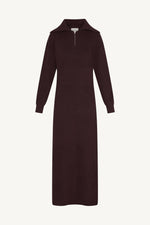 Quarter Zip Knit Maxi Dress - Chocolate Truffle