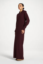 Quarter Zip Knit Maxi Dress - Chocolate Truffle