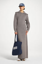 Quarter Zip Knit Maxi Dress - Heather Grey