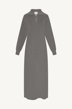 Quarter Zip Knit Maxi Dress - Heather Grey