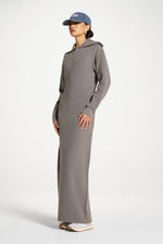Quarter Zip Knit Maxi Dress - Heather Grey