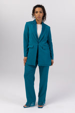 Rayan Organza Trim Trousers - Deep Lagoon