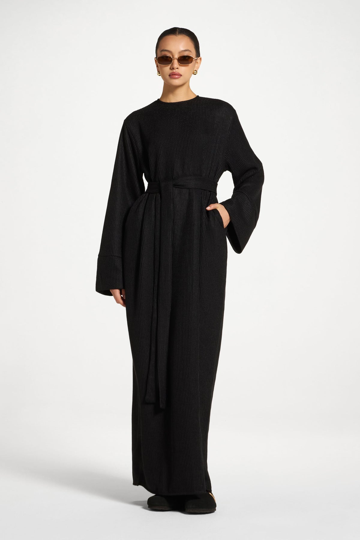 Relaxed Knit Maxi Dress - Black