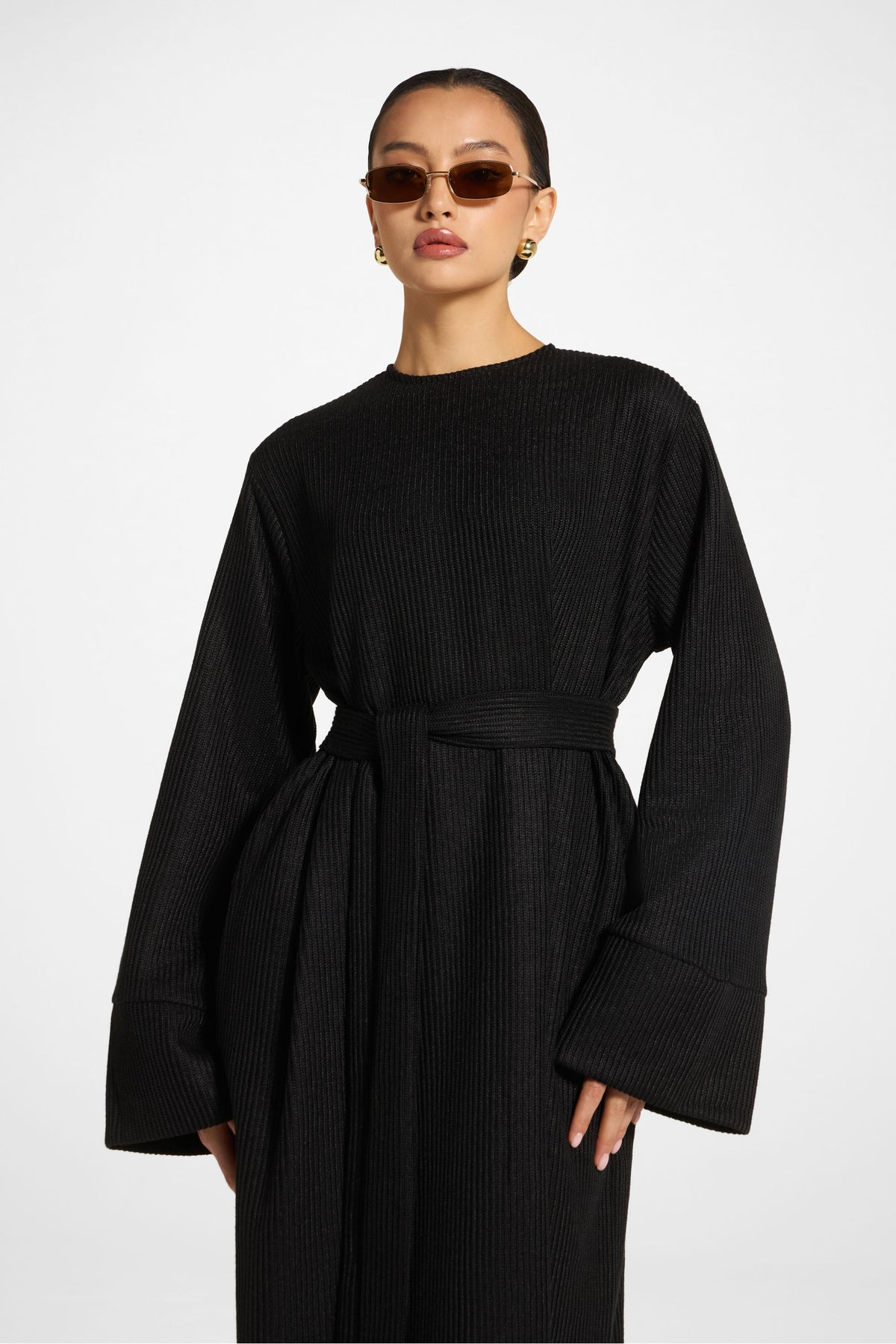 Relaxed Knit Maxi Dress - Black