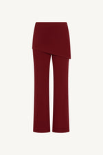 Ribbed Knit Foldover Wide Leg Pants - Cherry Lacquer