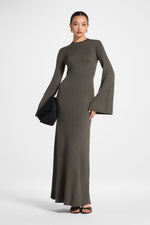 Ribbed Knit Maxi Dress - Dark Sage