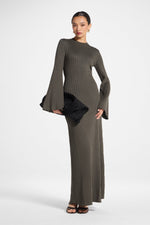 Ribbed Knit Maxi Dress - Dark Sage