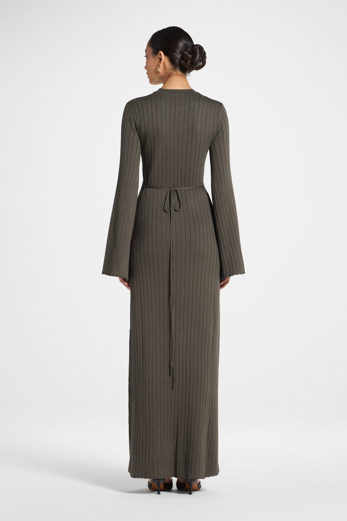 Ribbed Knit Maxi Dress - Dark Sage
