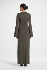 Ribbed Knit Maxi Dress - Dark Sage