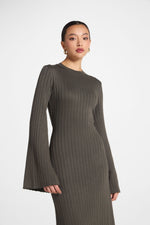Ribbed Knit Maxi Dress - Dark Sage