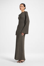 Ribbed Knit Maxi Dress - Dark Sage