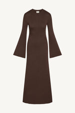 Ribbed Knit Maxi Dress - Qahwah