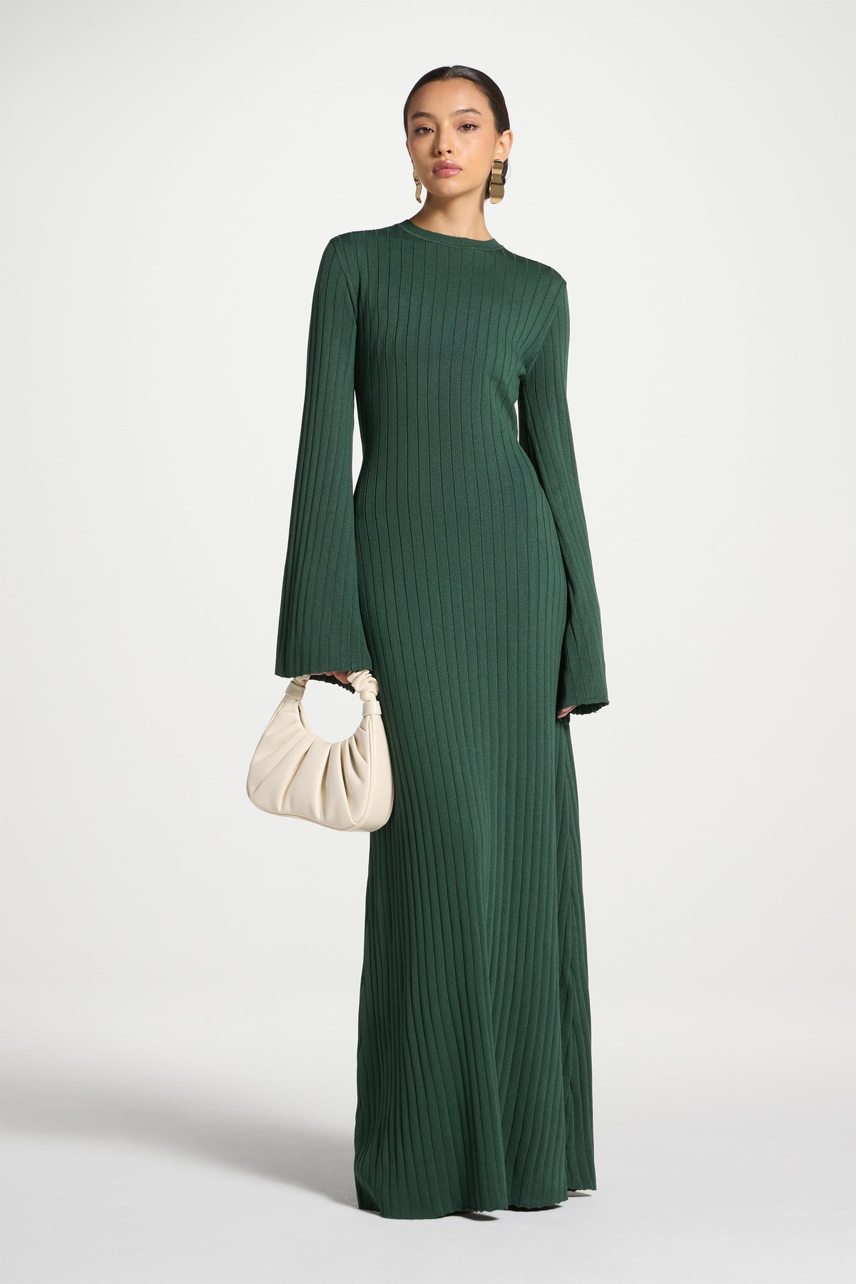 Ribbed Knit Maxi Dress - Retro Green