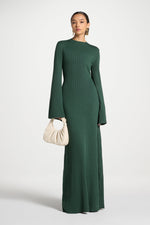 Ribbed Knit Maxi Dress - Retro Green